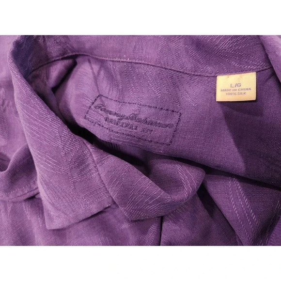 Tommy Bahama 100% Silk Tropical Textured Button Down Shirt Sz L - Picture 6 of 10